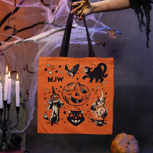 Mongrammed Retro Halloween Tote Bag