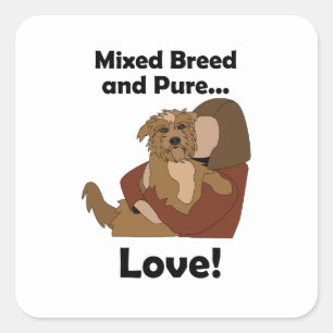 Mongrel Dog Mixed Breed Pure Love Pet Birthday Square Sticker