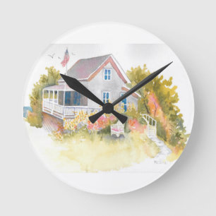 Monhegan Cottage J Kilburn Round Clock