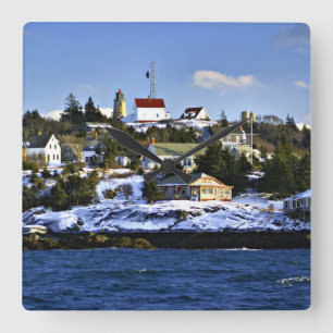 Monhegan Island Lighthouse, Maine Square Wall Clock