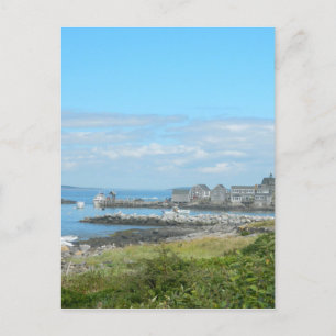 Monhegan Island Me Maine Village harbour Atlantic Holiday Postcard