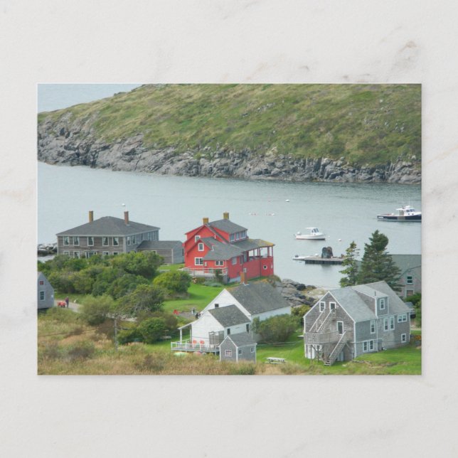 Monhegan Island Time Maine Coastal Fun Harbour PC  Holiday Postcard (Front)