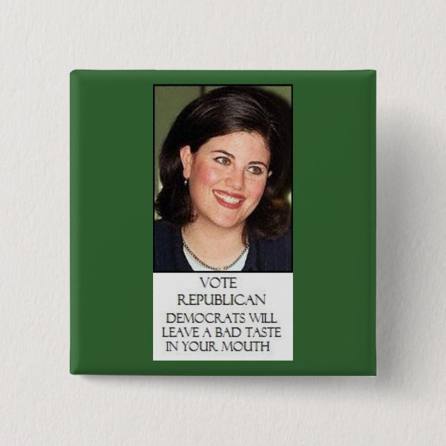 MONICA FOR REPUBLICANS 15 CM SQUARE BADGE (Front)