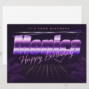 Monica Name Vorname lila retro Karte Geburtstag Card