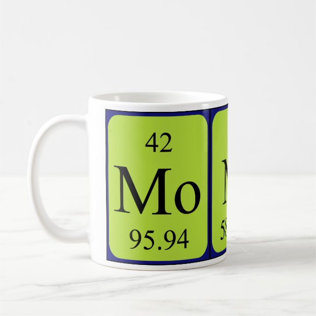 Monica periodic table name mug (Left)