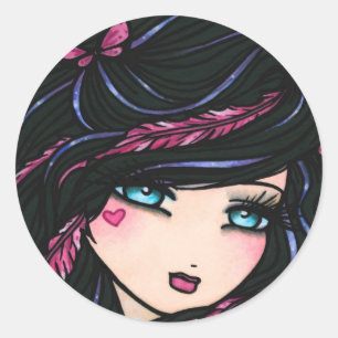 "Monica" Valentine Heart Feather Mermaid Stickers