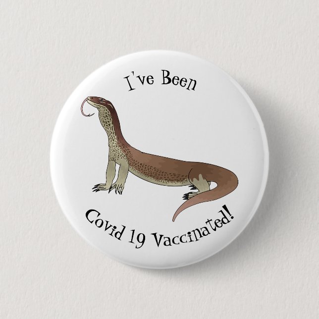 Monitor lizard cartoon illustration 6 cm round badge (Front)