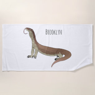 Monitor lizard cartoon illustration  beach towel