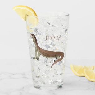 Monitor lizard cartoon illustration  glass