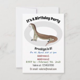 Monitor lizard cartoon illustration invitation