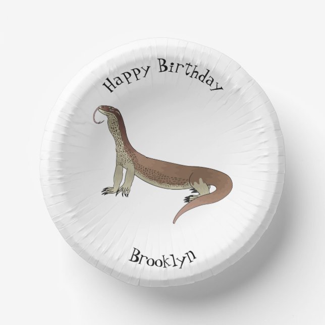 Monitor lizard cartoon illustration paper plate (Front)