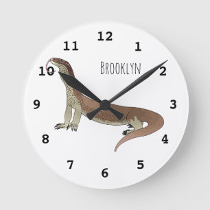 Monitor lizard cartoon illustration round clock