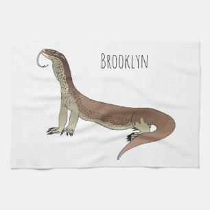 Monitor lizard cartoon illustration tea towel