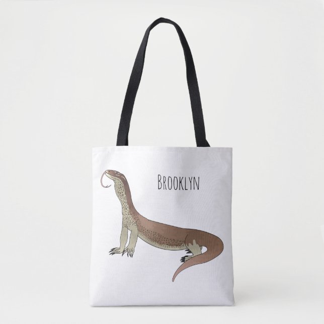 Monitor lizard cartoon illustration tote bag (Front)