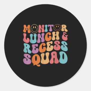 Monitor Lunch And Recess Squad Colorful Enthusiast Classic Round Sticker