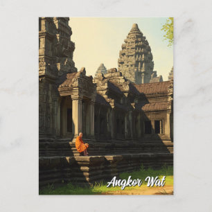 Monk at Angkor Wat Cambodia Postcard