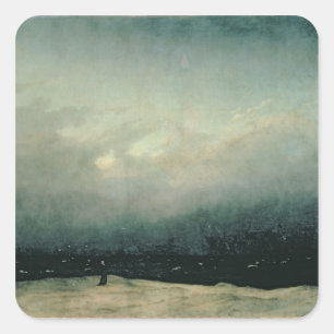 Monk by sea, 1809 square sticker