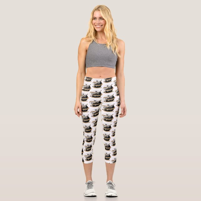 Monk Dice Design Capri Leggings (Front)