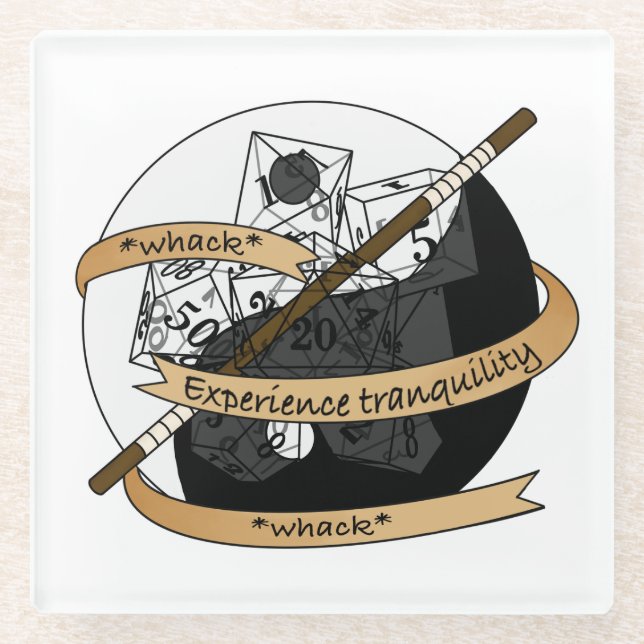 Monk Dice Design Glass Coaster (Front)