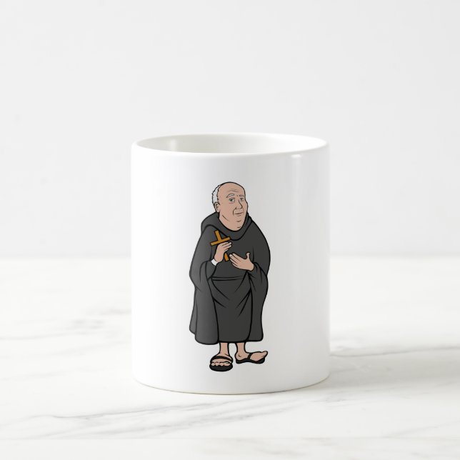 Monk Holding Cross in Robe Mediaeval Religious Coffee Mug (Center)