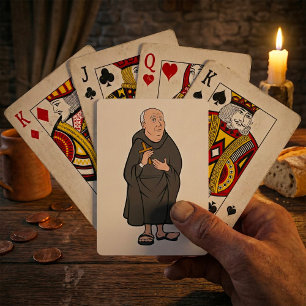 Monk Holding Cross in Robe Mediaeval Religious Playing Cards