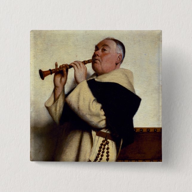 Monk Playing a Clarinet 15 Cm Square Badge (Front)