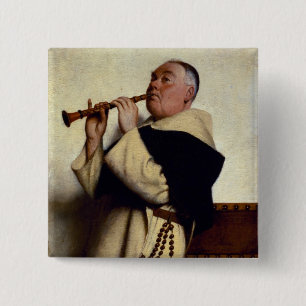 Monk Playing a Clarinet 15 Cm Square Badge