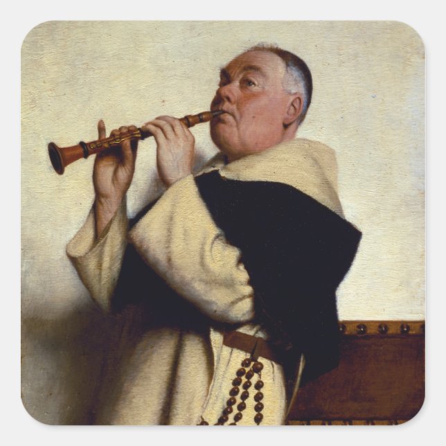 Monk Playing a Clarinet Square Sticker (Front)