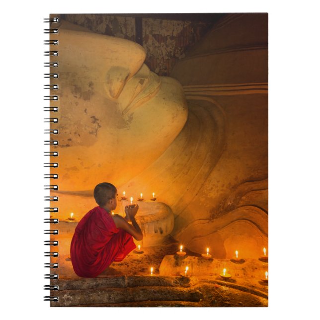 Monk Praying By A Buddha Notebook (Front)