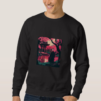 Monk praying in japanese garden with cherry blosso sweatshirt