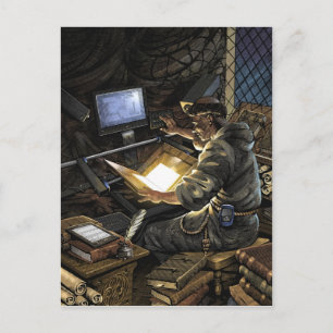 Monk with Book Scanner Postcard