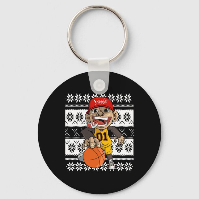 Monkä Ugly Christmas Sketll  Key Ring (Front)