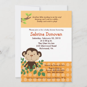 MONKAROONI Monkey Green Neutral Baby Shower Invitation