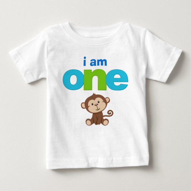 Monkey 1st Birthday Tshirt Toddler Baby Kid (Front)