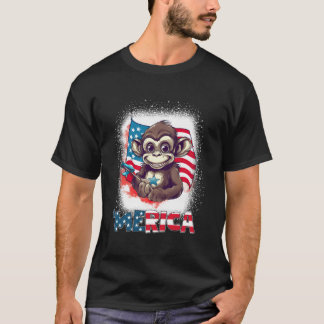 Monkey 4Th Of July Patriotic Merica Usa Flag T-Shirt