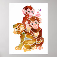 Monkey Abstract Watercolor Painting