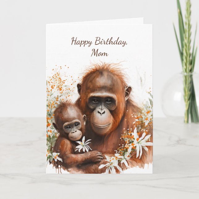 Monkey and Baby Birthday Card (Front)