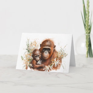 Monkey and Baby Mother's Day Card