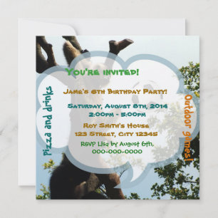 Monkey and ball, fun birthday party invitation