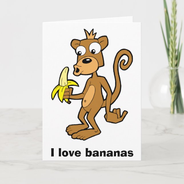 Monkey and Banana, I love bananas. Greeting card (Front)