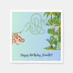 Monkey and bananas maze birthday paper napkins