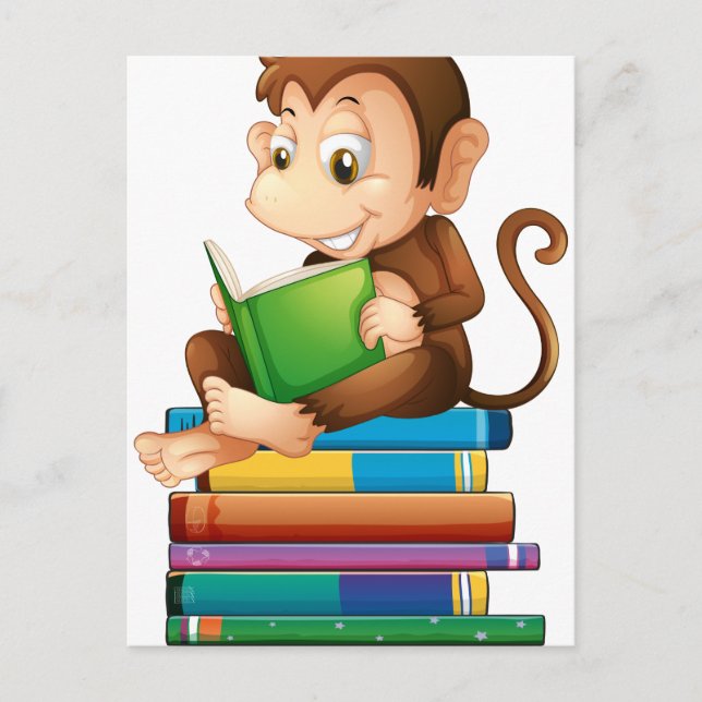 Monkey and books postcard (Front)
