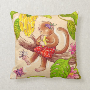 Monkey and Dragonfly Jungle Friends Cushion