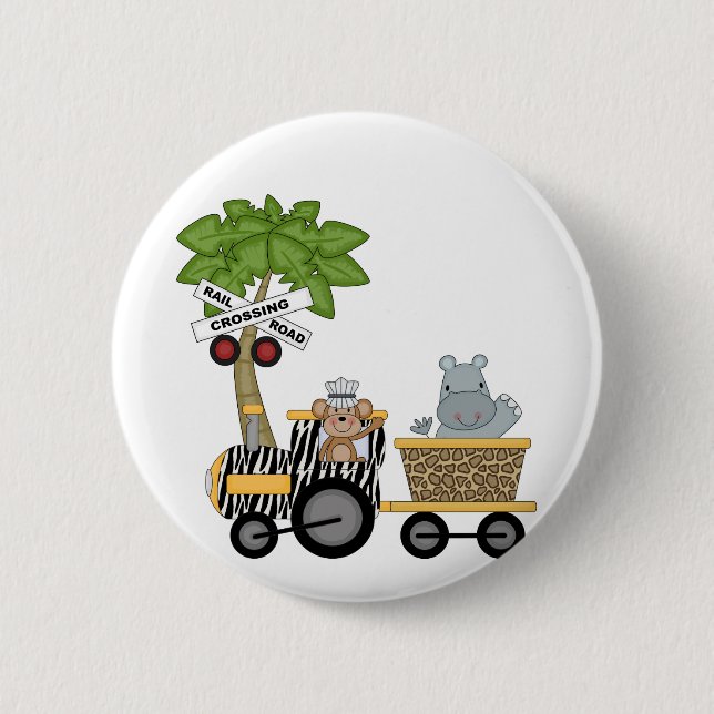 Monkey and Hippo Train Tshirts and Gifts 6 Cm Round Badge (Front)