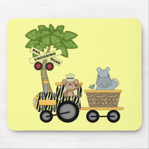 Monkey and Hippo Train Tshirts and Gifts Mouse Pad