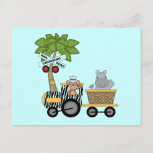 Monkey and Hippo Train Tshirts and Gifts Postcard