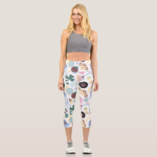 monkey and music pattern capri leggings