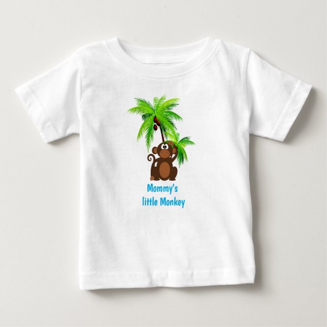 Monkey and Palm Tree Zoo Animal Baby T-Shirt (Front)