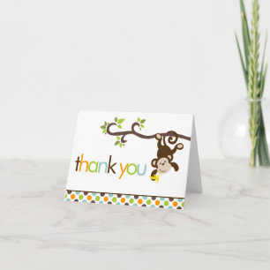 Monkey and Polka Dots Thank You Notes