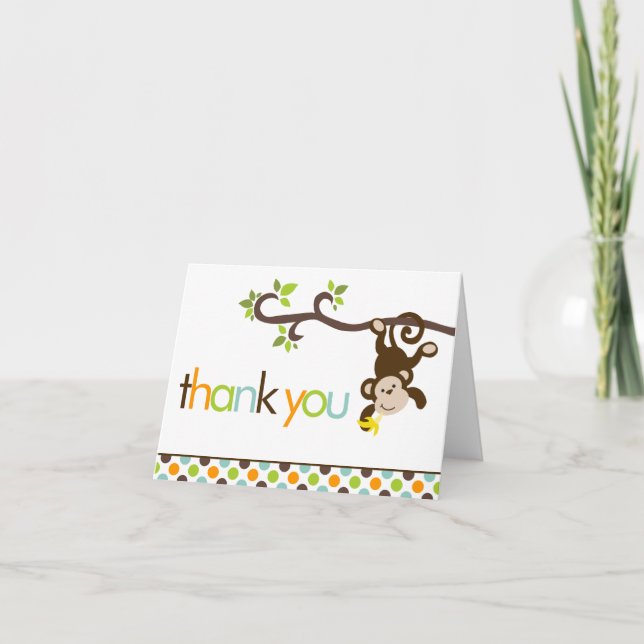 Monkey and Polka Dots Thank You Notes (Front)
